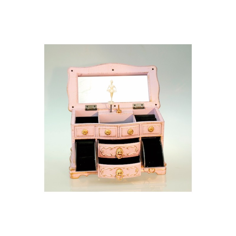 Jewelry dresser in pink with flower design