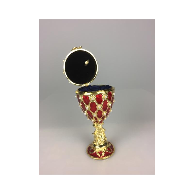 Porta gioielli in stile uovo Fabergé rosso 