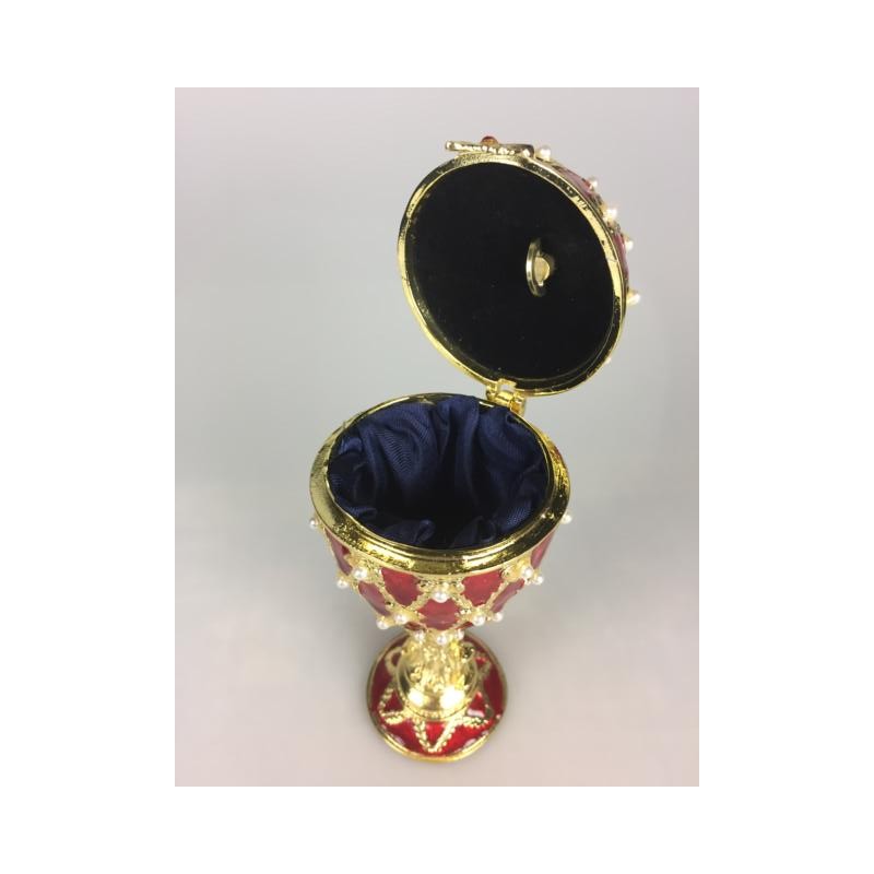 Porta gioielli in stile uovo Fabergé rosso 
